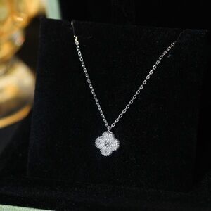 Van Cleef Women's Alhambra Necklace | Full Diamond & 18K White Gold